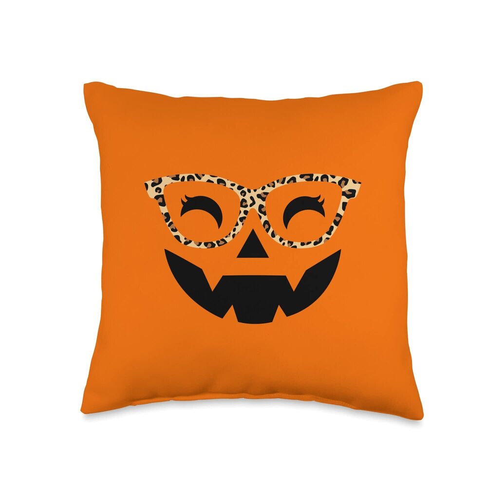 1651 Funny pumpkin halloween cute pumpkin design teen girls Throw Pillow